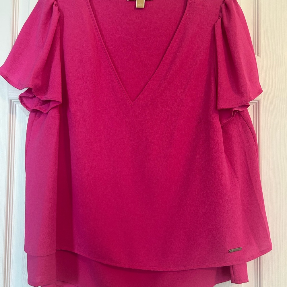 Michael Kors Pink Flutter Sleeve Blouse